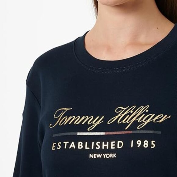Tommy Hilfiger Script Logo T-Shirt Dress Size XS Navy Blue - Picture 3 of 5